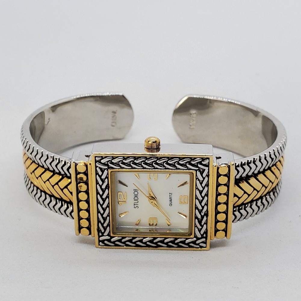 Women's Watch 25MM Open Cuff Hinge Bracelet Band 6.5" Wrist New Battery
